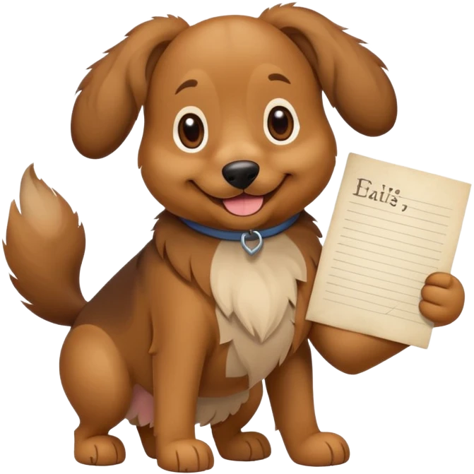 funny dog with full body with note emoji