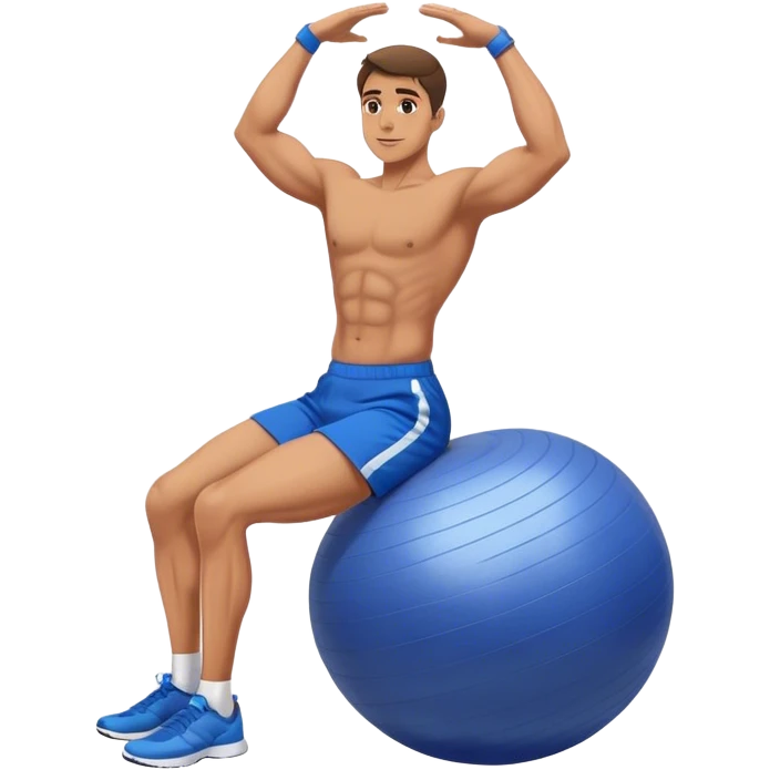 fit man with blue shorts stability ball exercises emoji
