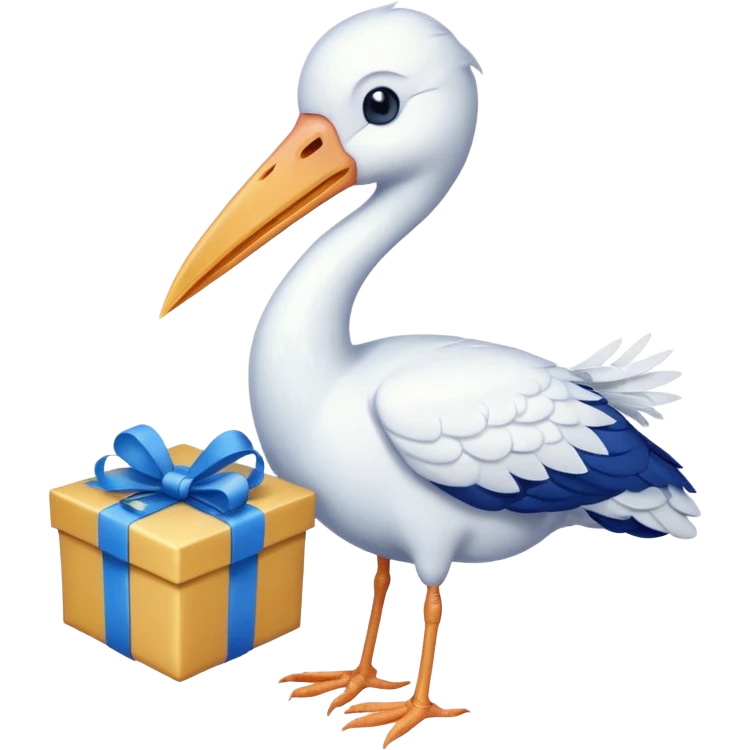 cigogne avec cadeau emoji