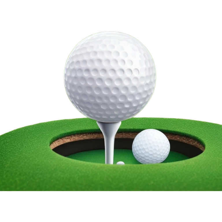A golf ball positioned next to a golf club on a well-manicured green, with the lush grass of the golf course in the background. The setting captures the peaceful yet competitive atmosphere of the sport, focusing on the precision and skill required for the perfect shot emoji
