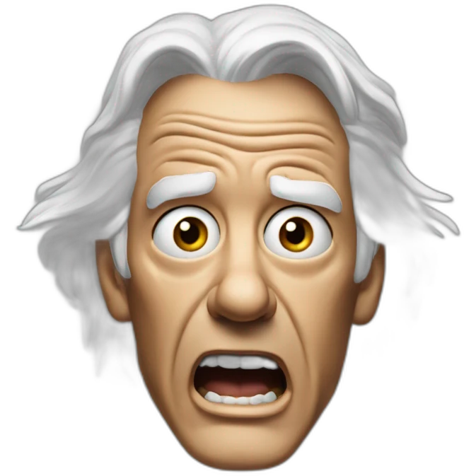 Doc brown from back to the future looking shocked and his mouth wide open. No eye-ware. emoji
