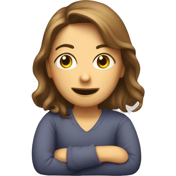 krullig hår brunett tjej som sitter i telefonen emoji