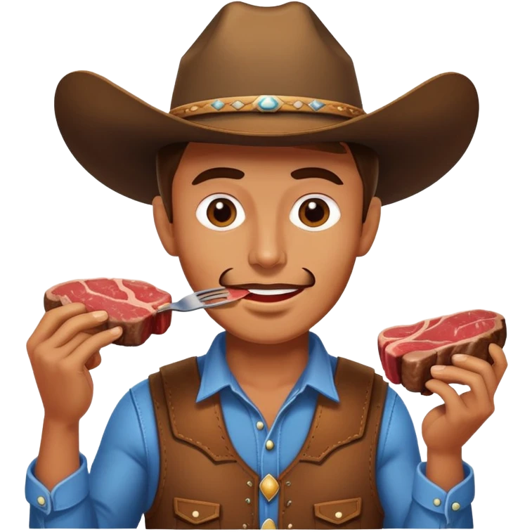 Cowboy eating steak  emoji