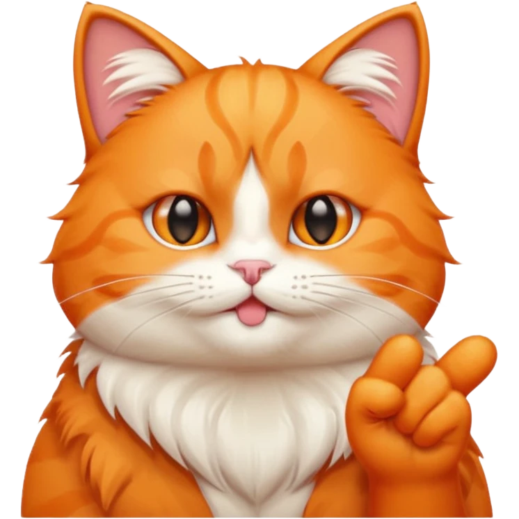 sassy orange cat, middle finger gesture, simple emoji style emoji