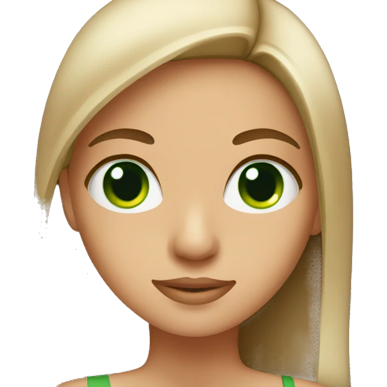 tan girl with green eyes and straight hair emoji