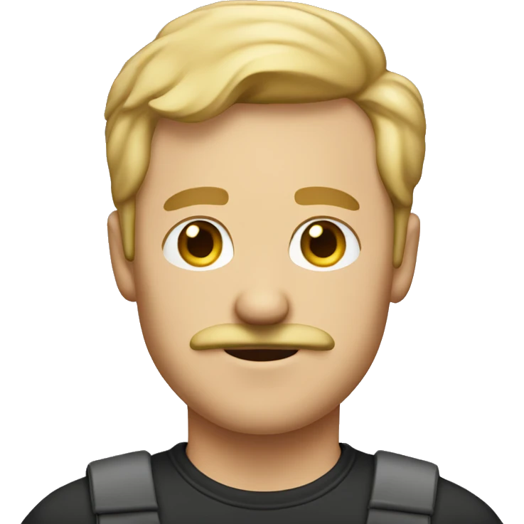 Guy with blonde hair and a mustache shirtl emoji