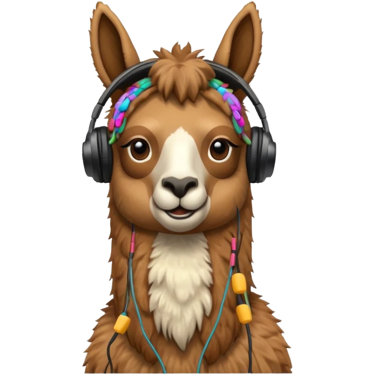 Una llama con unos cascos emoji