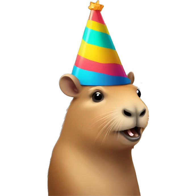 A capybara with party hat emoji
