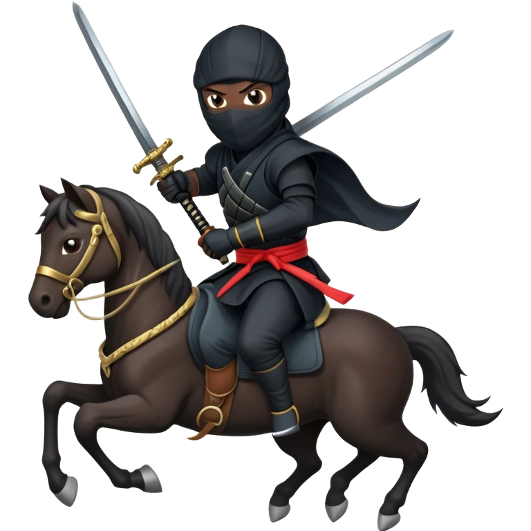 Ninja ride on horse and hold sword emoji
