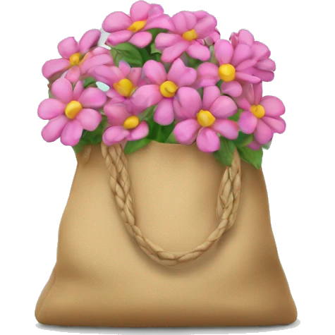 A bag with flowers emoji