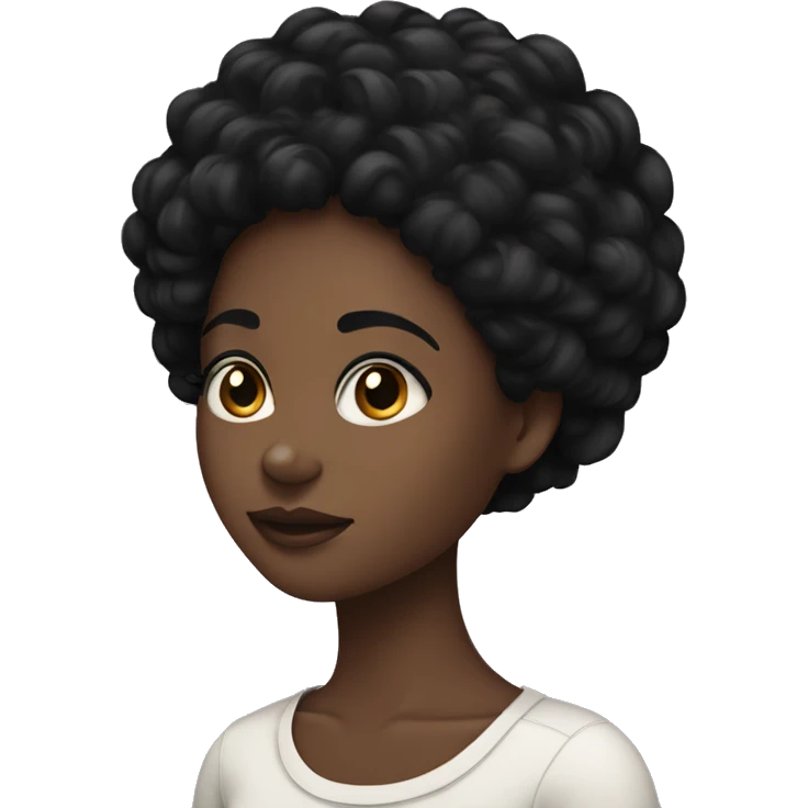Black girl with short black 4c coiled hair with black eyes emoji