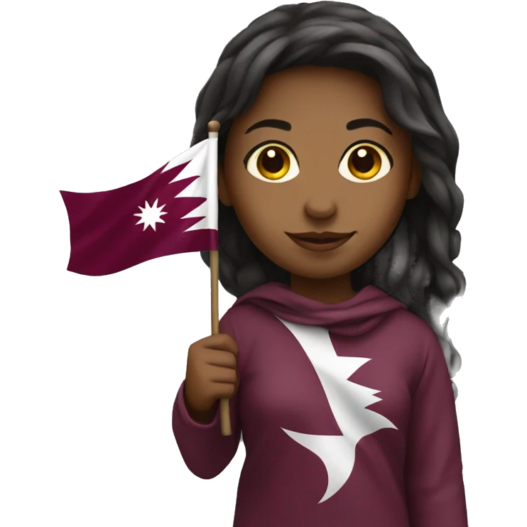 girl holding qatar flag emoji