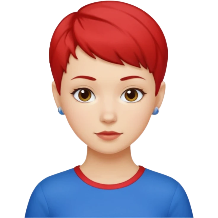 white girl pixie cut red and blue shirt emoji