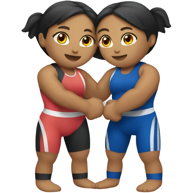 Two girls doing folkstyle wrestling emoji