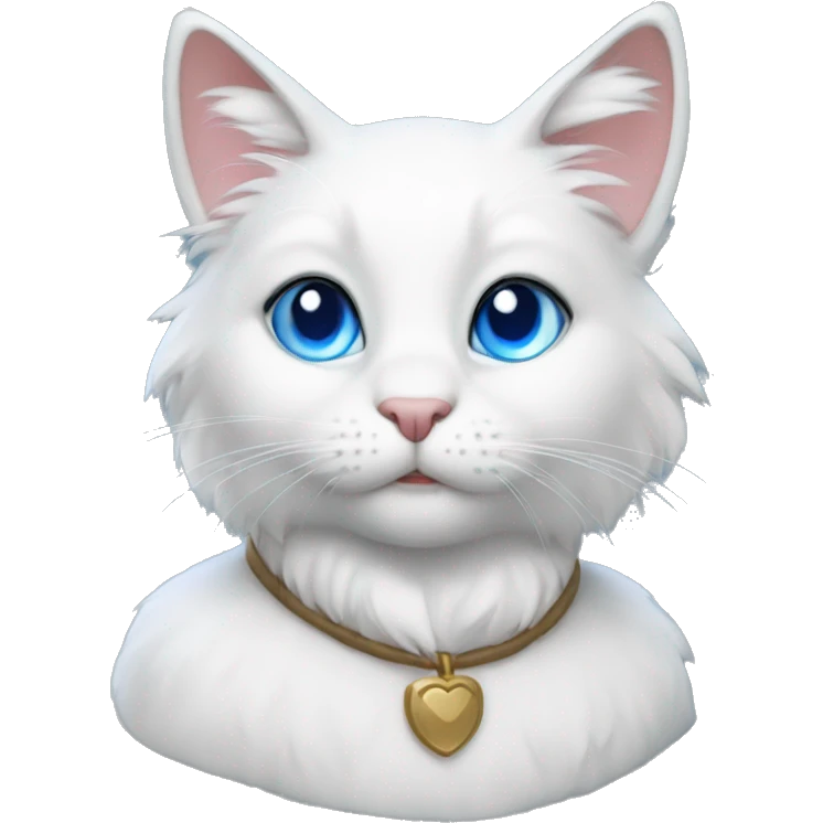 Furry anthro whie cat blue eyes emoji