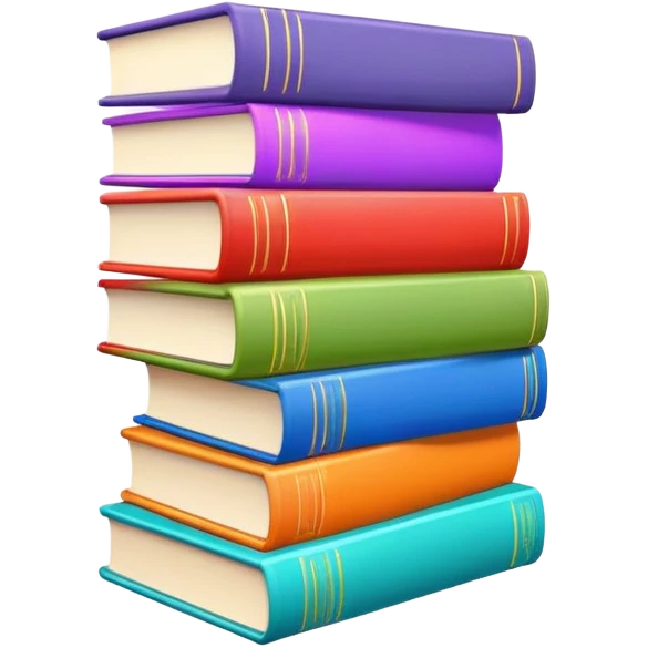 stack of three colorful books on a shelf emoji