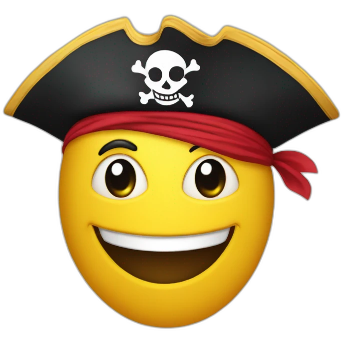 Smiley avec drapeau pirate dans les yeux emoji