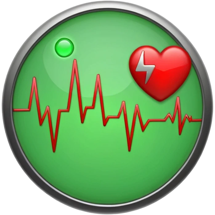 green dot with ECG heartbeat line emoji