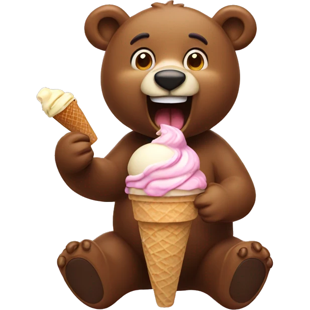 A bear eating ice cream emoji