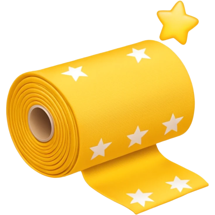 yellow roll of fabric with star pattern, smart fabric, high-tech textile emoji