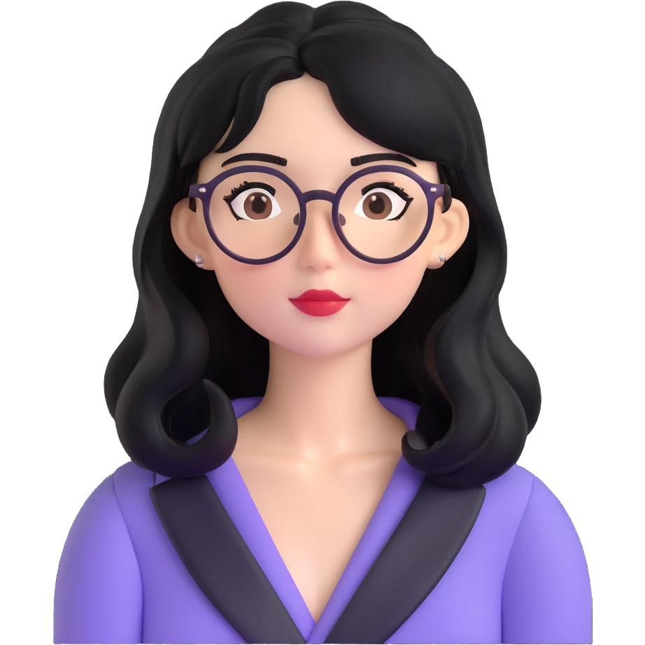 Upper body of Ariel, the Little Mermaid, with black hair and thin round Miu Miu glasses emoji