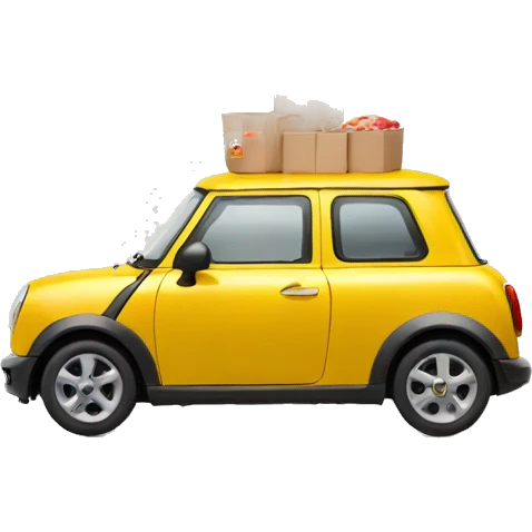 mini delivery car with food emoji