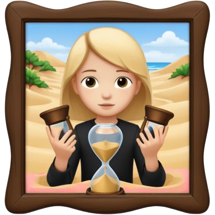 child holding hourglass in a  frame emoji