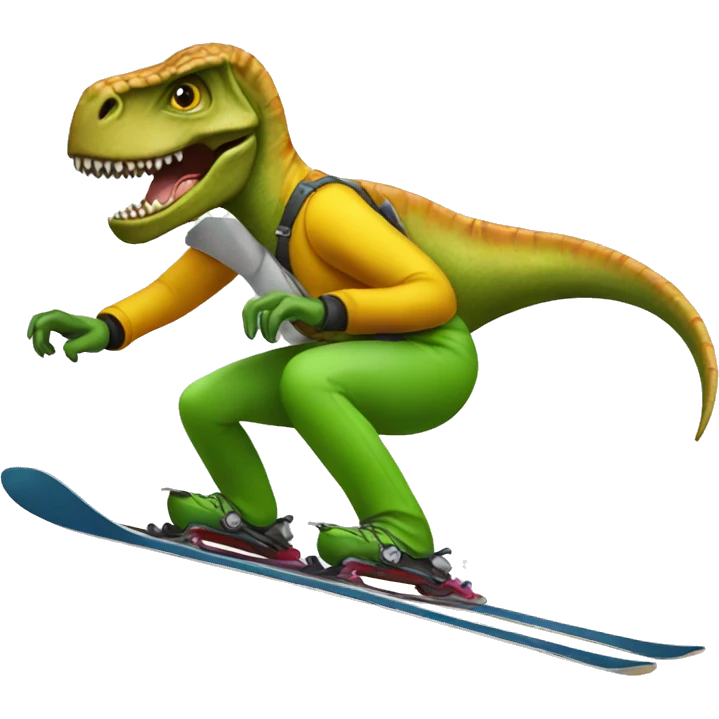 dinosaur, downhill skiing, emoji, transparent background emoji