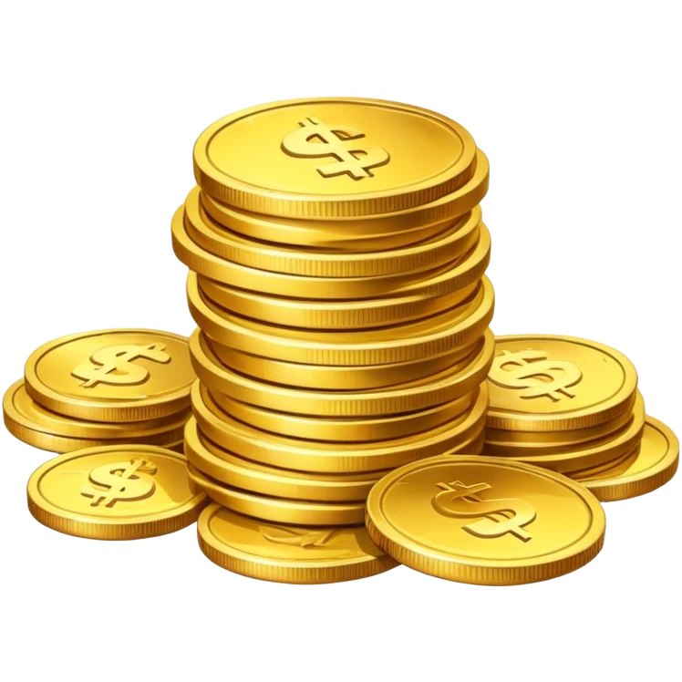 money stack with gold coins in front of them emoji