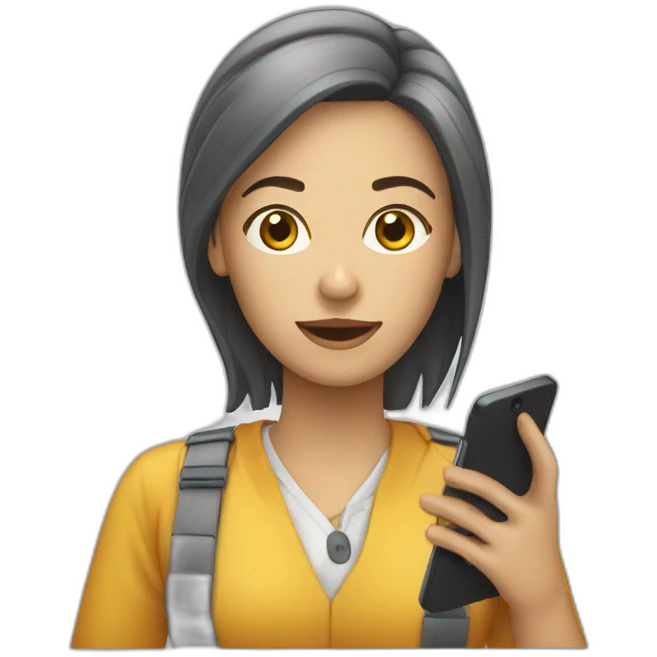 Femme qui utilise son téléphone en cours emoji