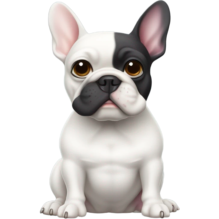 white french bulldog in car emoji
