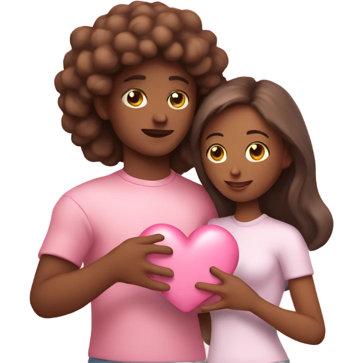 Lovers with heart pink pastel in hands emoji