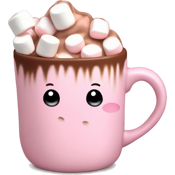 Light Pink mug of hot chocolate with marshmallows  emoji