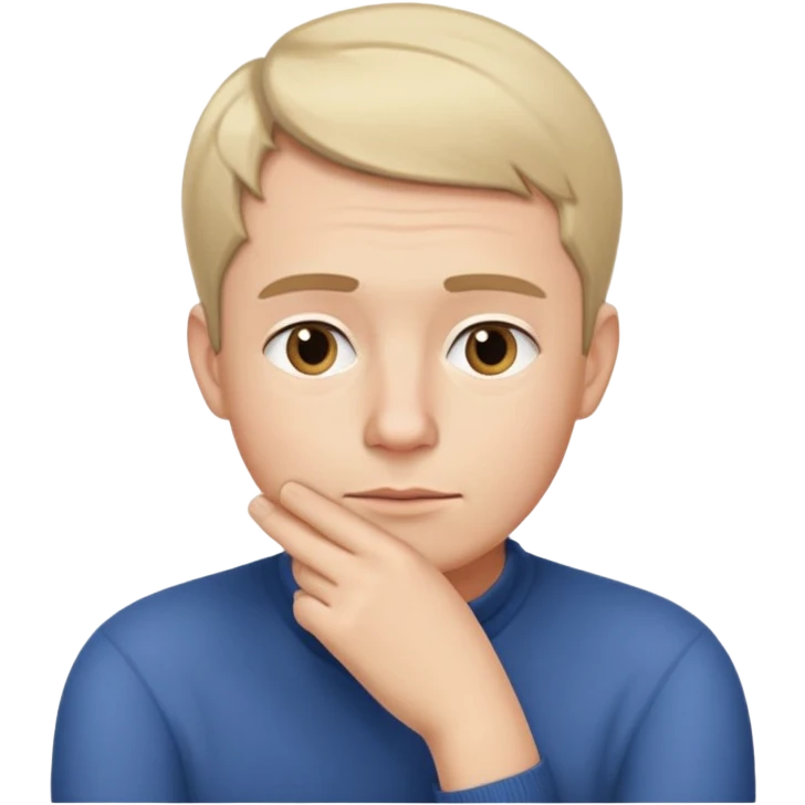 Hartmut Rosa thinking, hand on chin, no glasses, short hair emoji