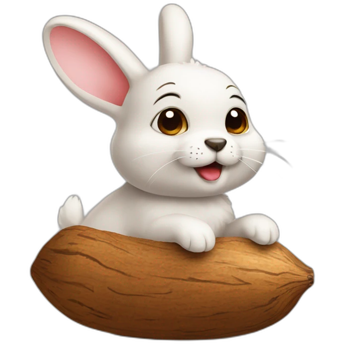 lapin chien sur noix de coco emoji