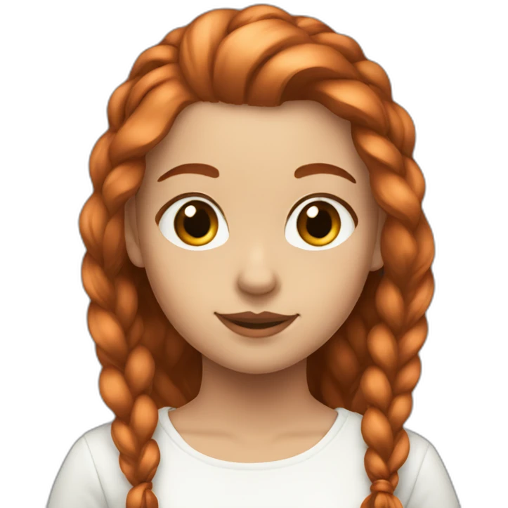 White young girl with copper-colored hair tied back emoji