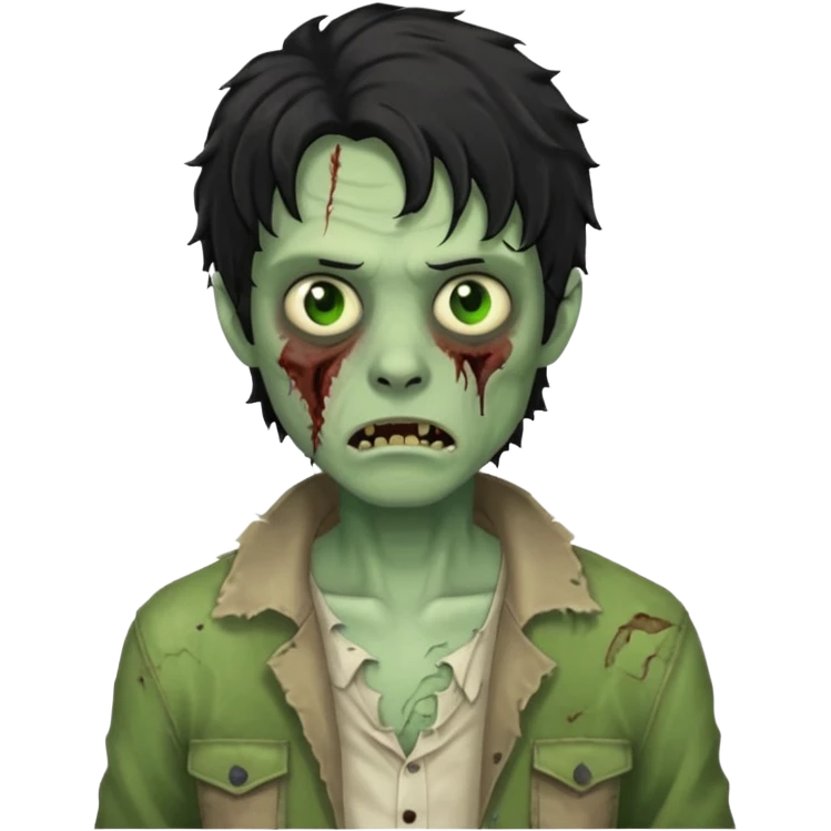 Zombie cabelo liso ondulado preto masculino  emoji