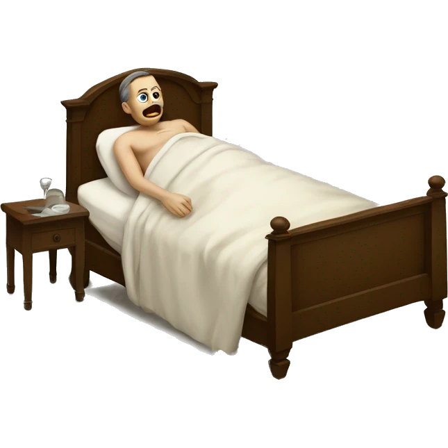 A sick man on a bed in 1870 emoji