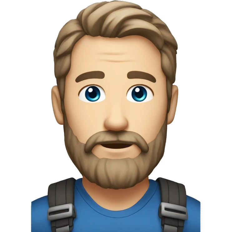 46-year-old male long beard and little gray and beard. Blue eyes light brown hair rugged good looks emoji