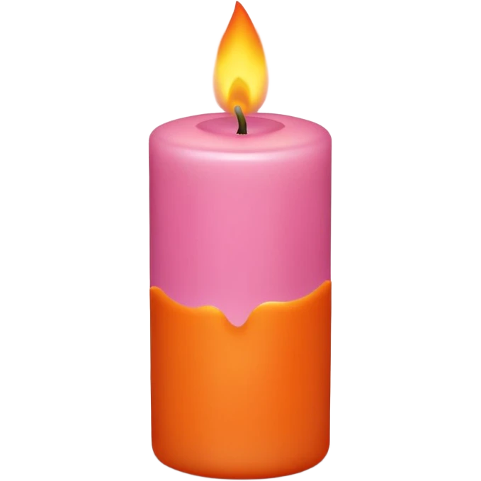 Draw a pink, Pixar-style candle with a flame. The candle should be visible from the front and top. emoji