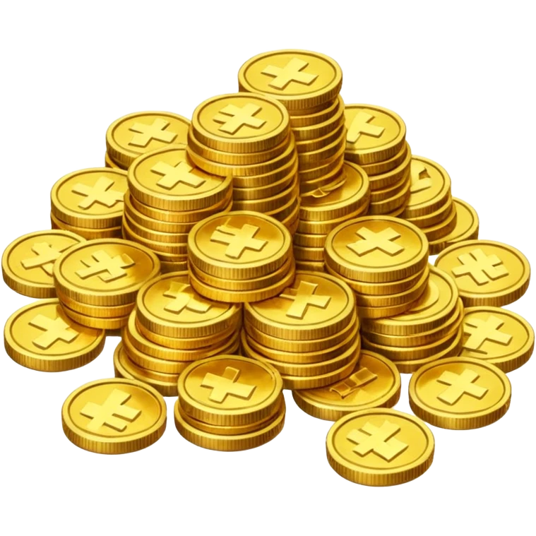 lots of coins, chinese emoji