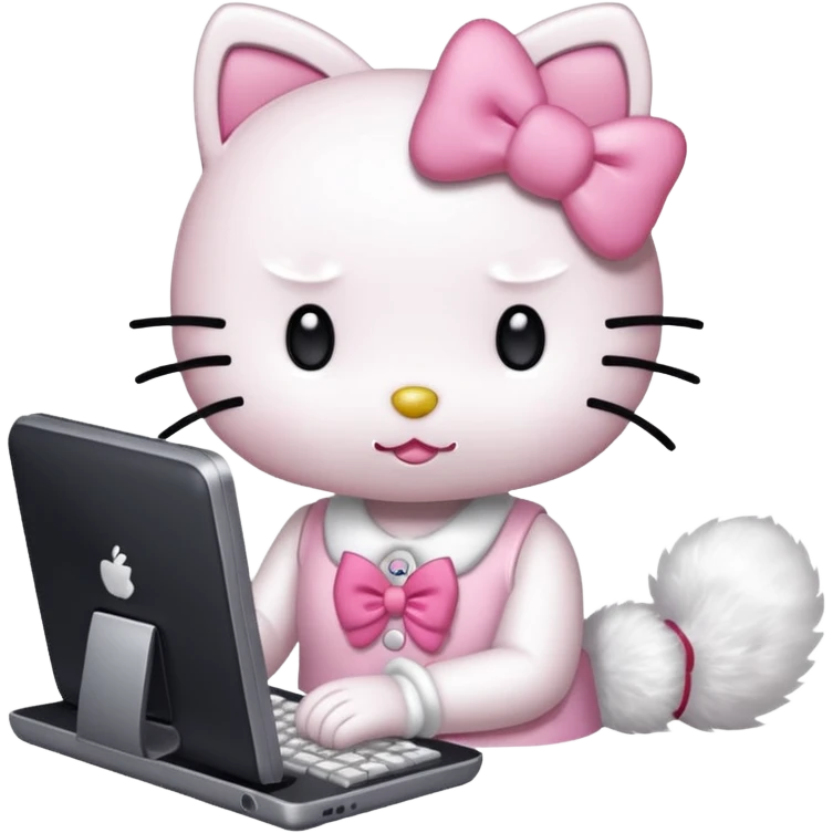 Hello kitty typing on a computer emoji