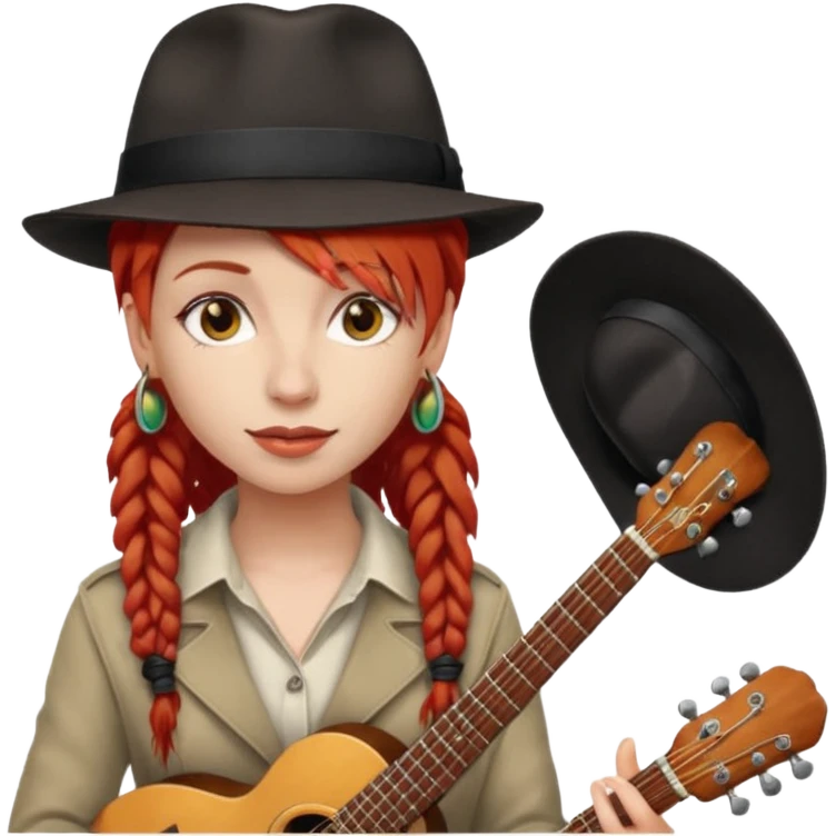 female red haired Musician with dreadlocks and fedora emoji
