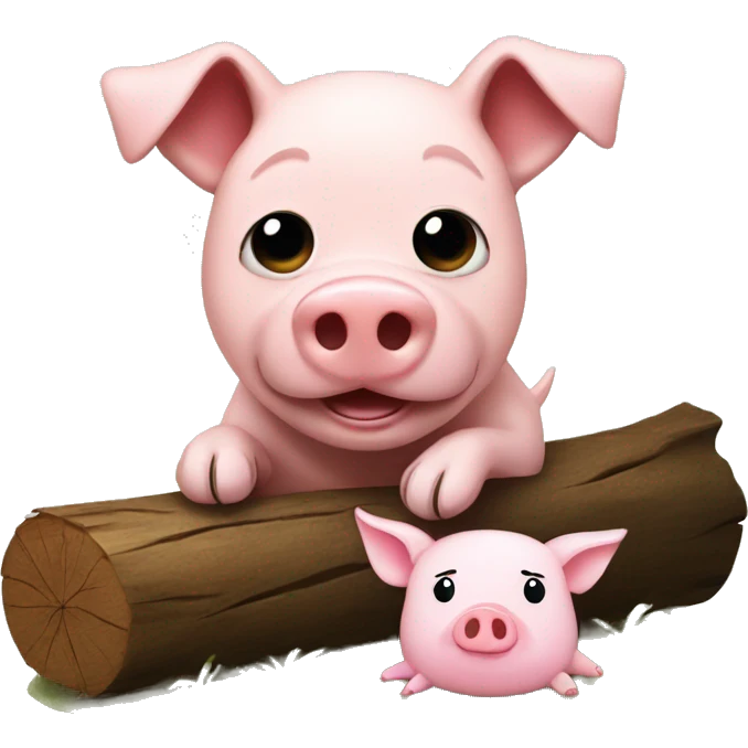 dog and pig sat on a log emoji