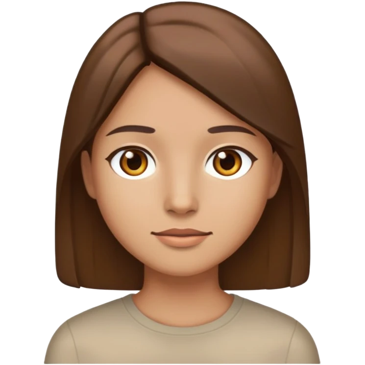 light tan skin brown medium straight hair brown eyes emoji