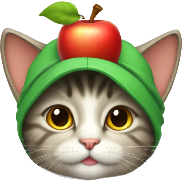 kitty wearing apple hat emoji