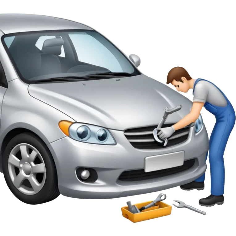 car with a small dent being fixed emoji