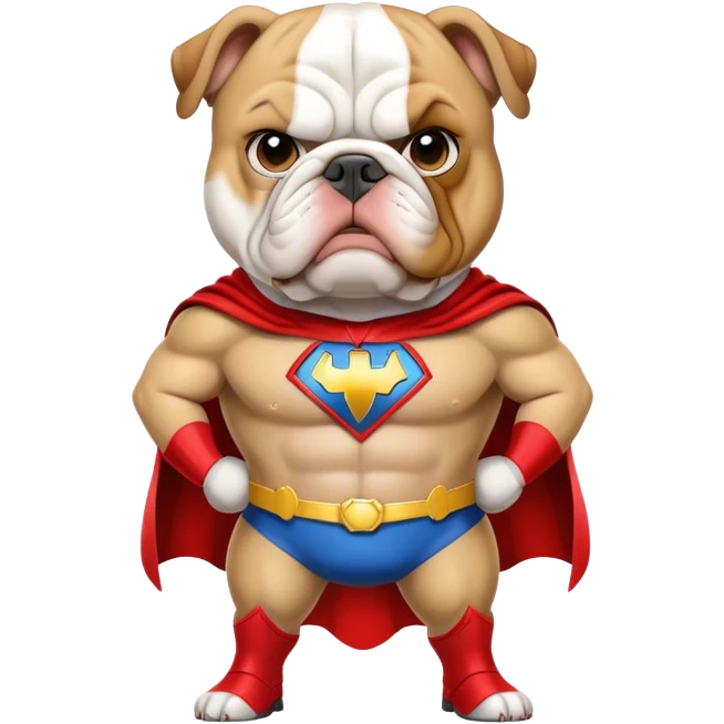 bulldog ingles traje super héroe emoji