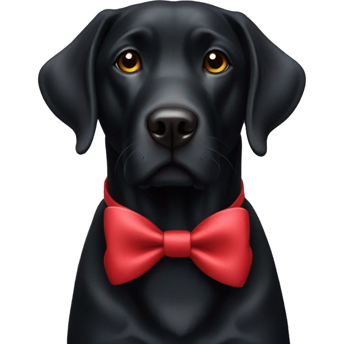 Black lab wearing red bow emoji