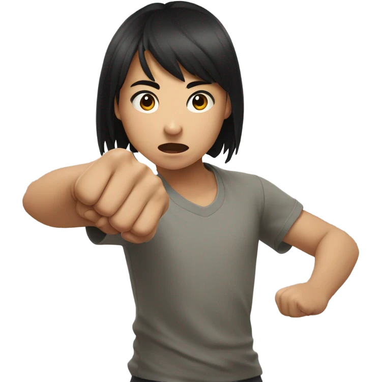 asian white boy blocking girl's punch emoji